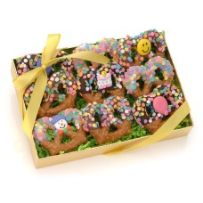 Pretzels de chocolate para cumpleaños, caja de 9 unidades