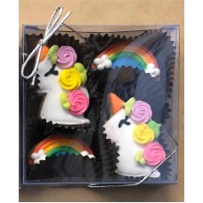 Mini galletas de azúcar glaseadas de unicornio - Caja de regalo transparente de 4 unidades