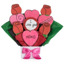 Lovely Hearts 5 Cookie Bouquet (9 Cookies)