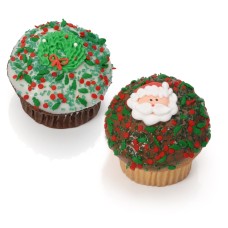 Cupcakes gourmet del estilo del diablo del chocolate belga de la Navidad- paquete de 6