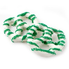 Pretzels cubiertos de chocolate con grageas verdes - 96 unidades