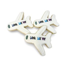 Galleta individual con forma de avión de azúcar glaseado impreso de 4 pulgadas