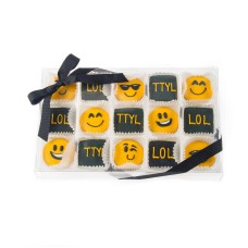 Mini galletas de azúcar glaseadas con emojis - Caja de regalo transparente de 15 unidades
