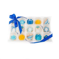 Mini galletas de azúcar glaseadas para Hanukkah - Caja de regalo transparente de 15 unidades