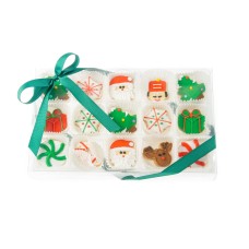 Caja de regalo transparente con mini galletas de celebración navideña, 15 piezas