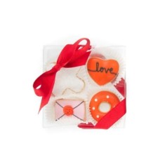 Caja de regalo transparente Love Mini Cookie - 4 piezas