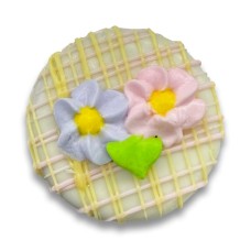 Galleta sándwich para el Día de la Madre - Chocolate blanco en bolsa de celofán con lazo de satén rosa de 5 cm