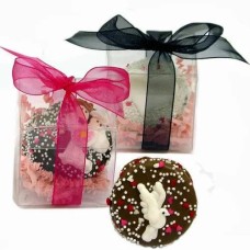Galleta sándwich de boda bañada y decorada a mano - Caja de recuerdo transparente