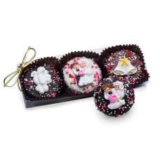 Galletas sándwich bañadas en chocolate para bodas - Caja de regalo transparente