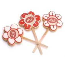 Picture azúcar Galletas de torta dulce en el palillo 2,25" INDIVIDUALMENTE ENVUELTO DAISIES-