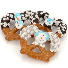 Giros de pretzel gourmet de chocolate y caramelo de estilo bávaro gruesos, individualmente envueltos