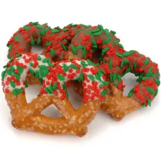 Holly Berry espolvorea gruesos gofres gourmet pretzel estilo bávaro de chocolate