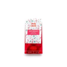 Barras de chocolate blanco con sabor a bastón de caramelo - Paquete de 4, 99 g cada una, elaboradas artesanalmente con menta triturada y chocolate blanco orgánico, perfectas para regalar en estas fiestas.