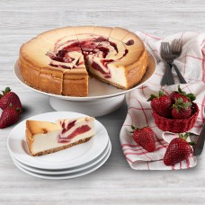 Pastel de queso con fresas y remolinos - 9 pulgadas