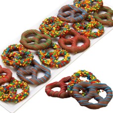 Feliz cumpleaños pretzels cubiertos de chocolate