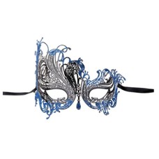 Cisne negro metal de filigrana veneciana Máscara Glitter ingeniosamente elaborado con diamantes de imitación - cisne negro máscara con brillo azul