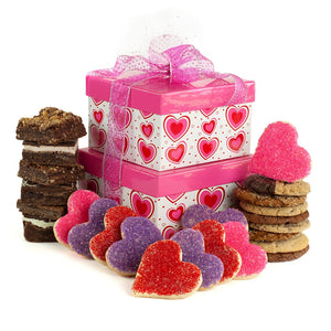 Torre de corazones rosas