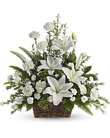 Cesta de lirios blancos pacíficos