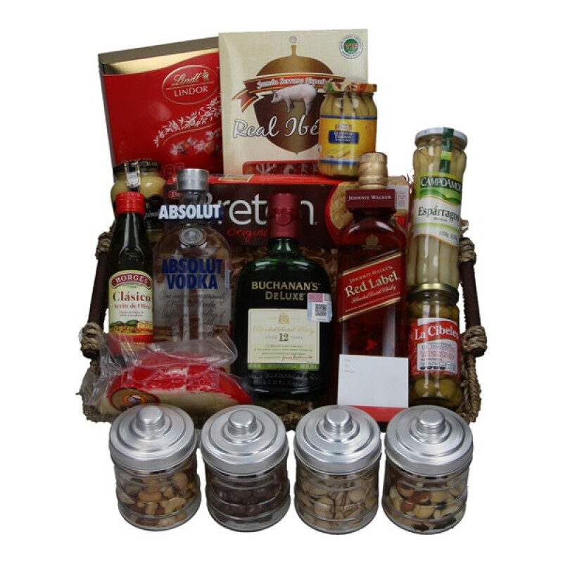 Cesta de whisky y vodka