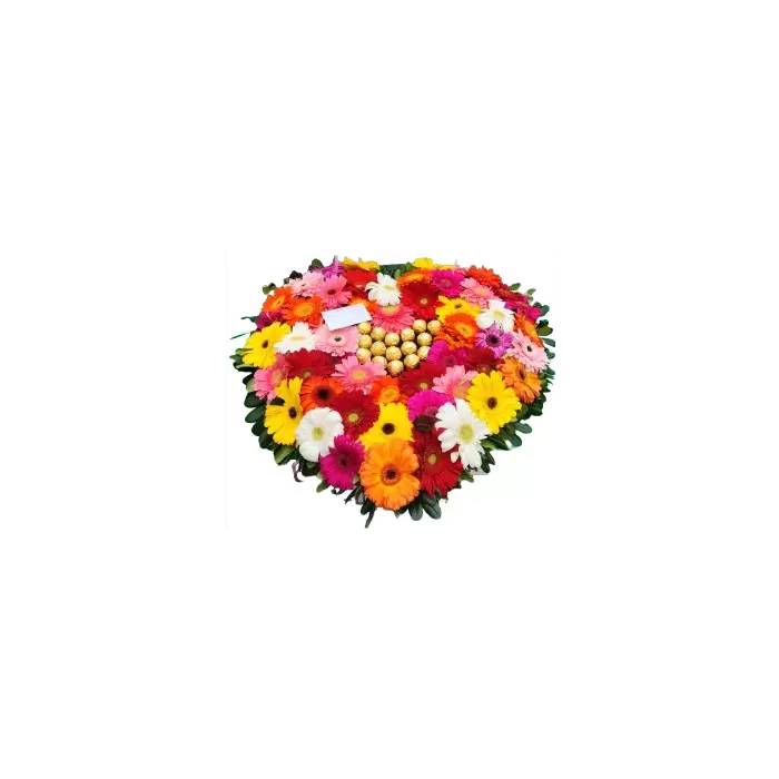 Corazón de Gerberas y Chocolates