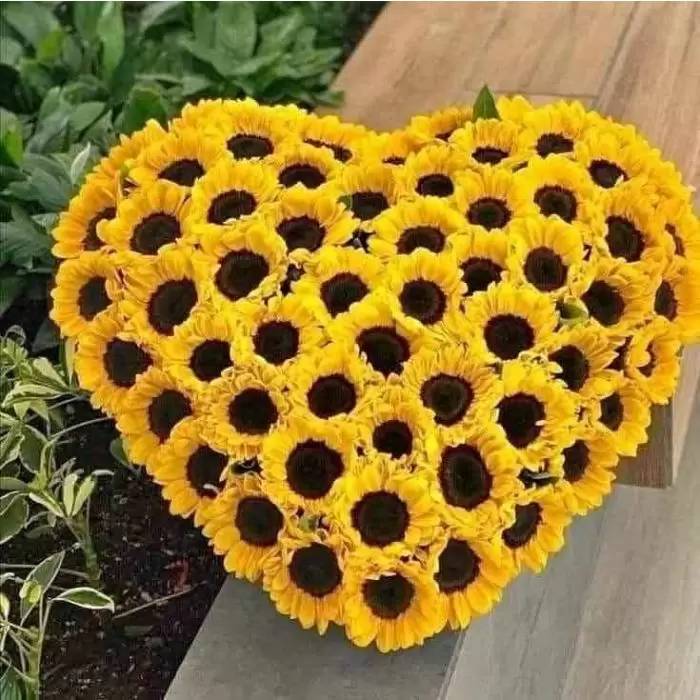 Corazón de girasoles