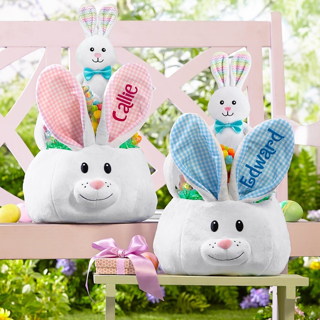 Fluffy Bunny Plush Easter Basket (Without Candy)