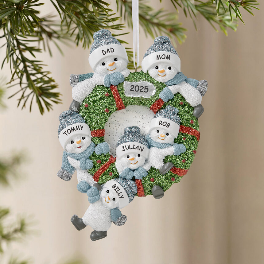 Adorno de corona familiar original de Snow Buddies