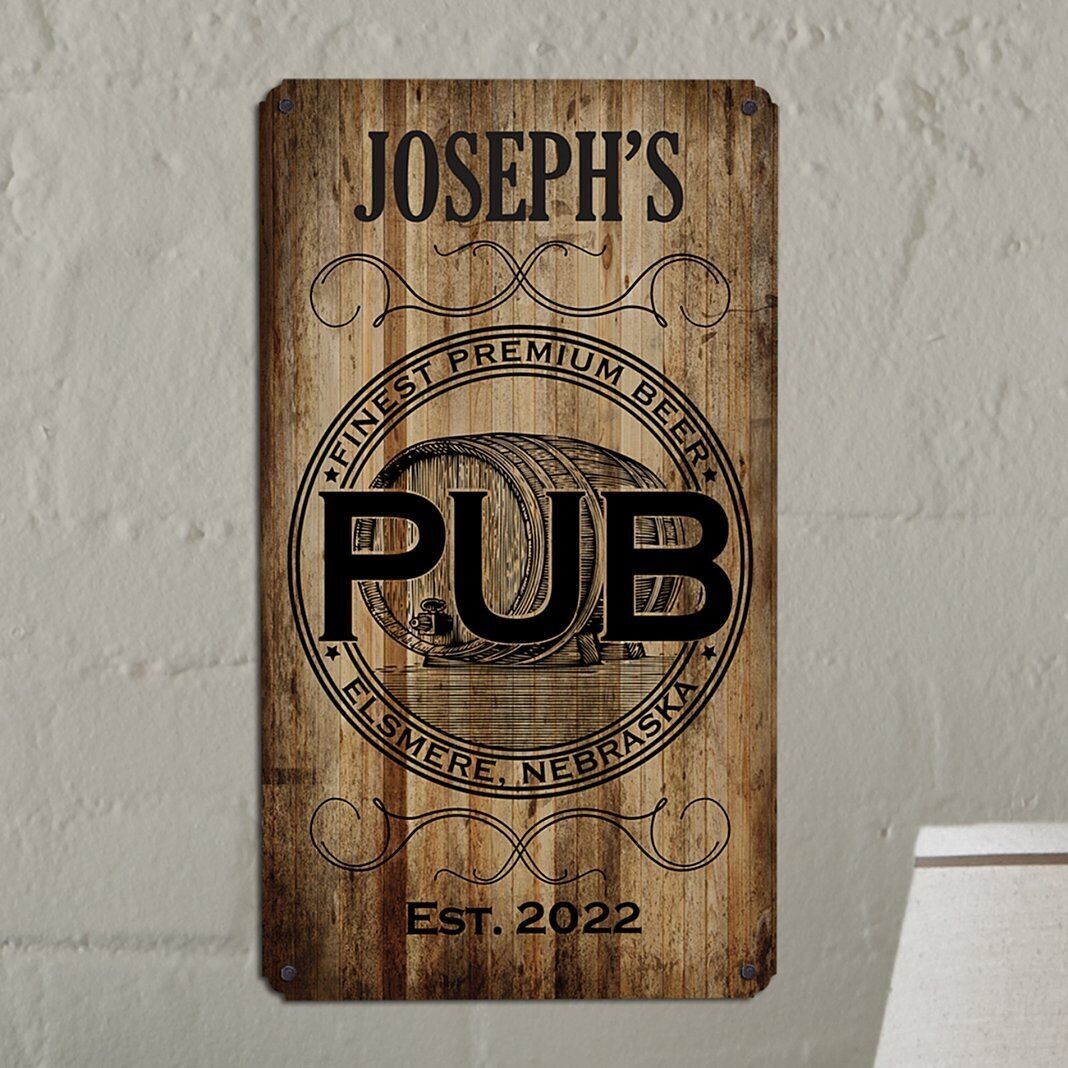 Letrero metálico de pub personal