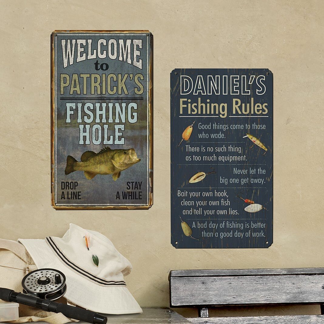 Letreros metálicos de "Gone Fishin€™"