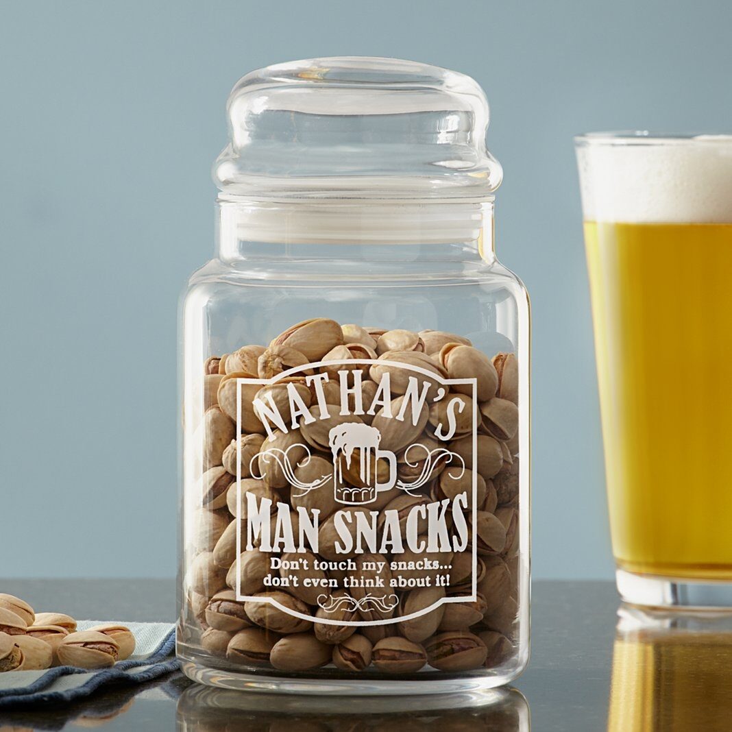 Tarro de cristal para golosinas Man Snacks (sin caramelos)