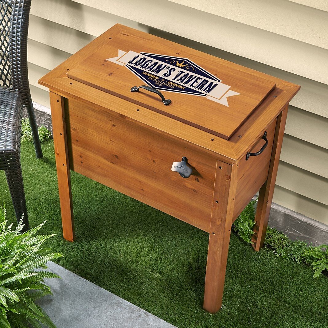 Enfriador de bebidas de madera para exteriores