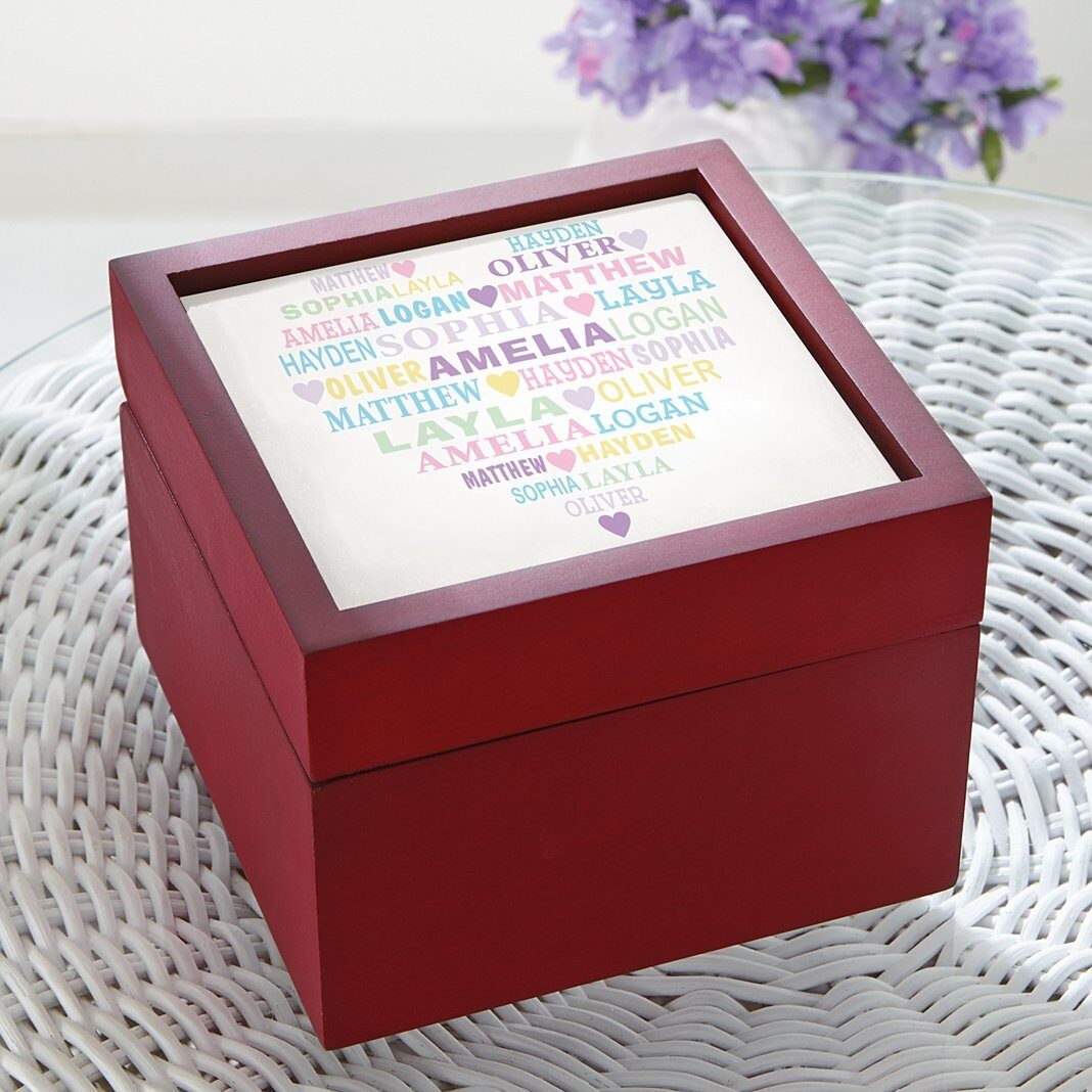 Caja de recuerdo de corazón pastel lleno de amor