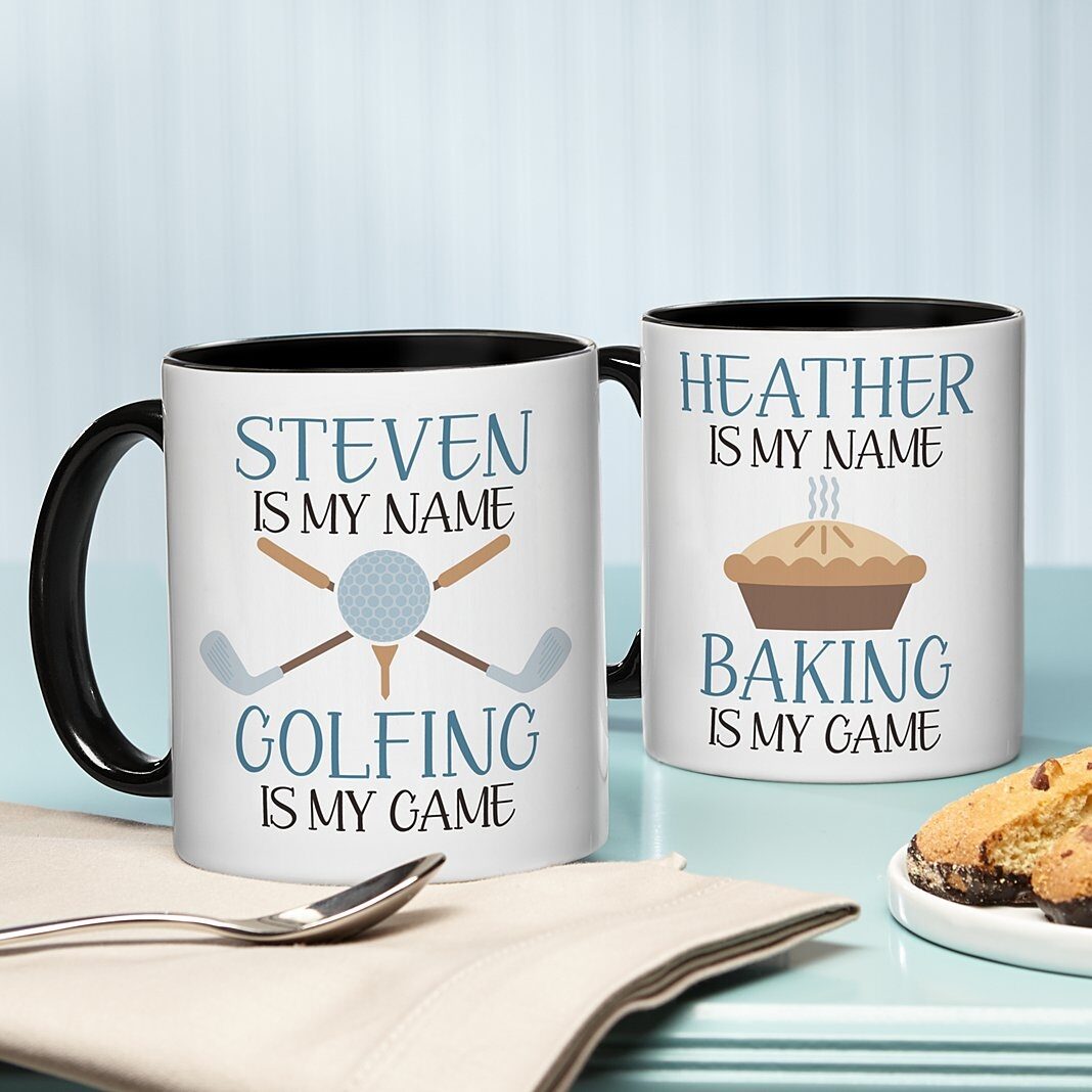 Taza con nombre, juego y pasatiempo