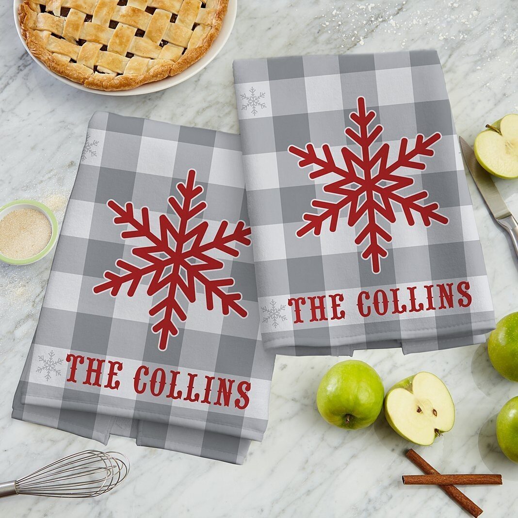 Toalla de cocina con deseos de copos de nieve