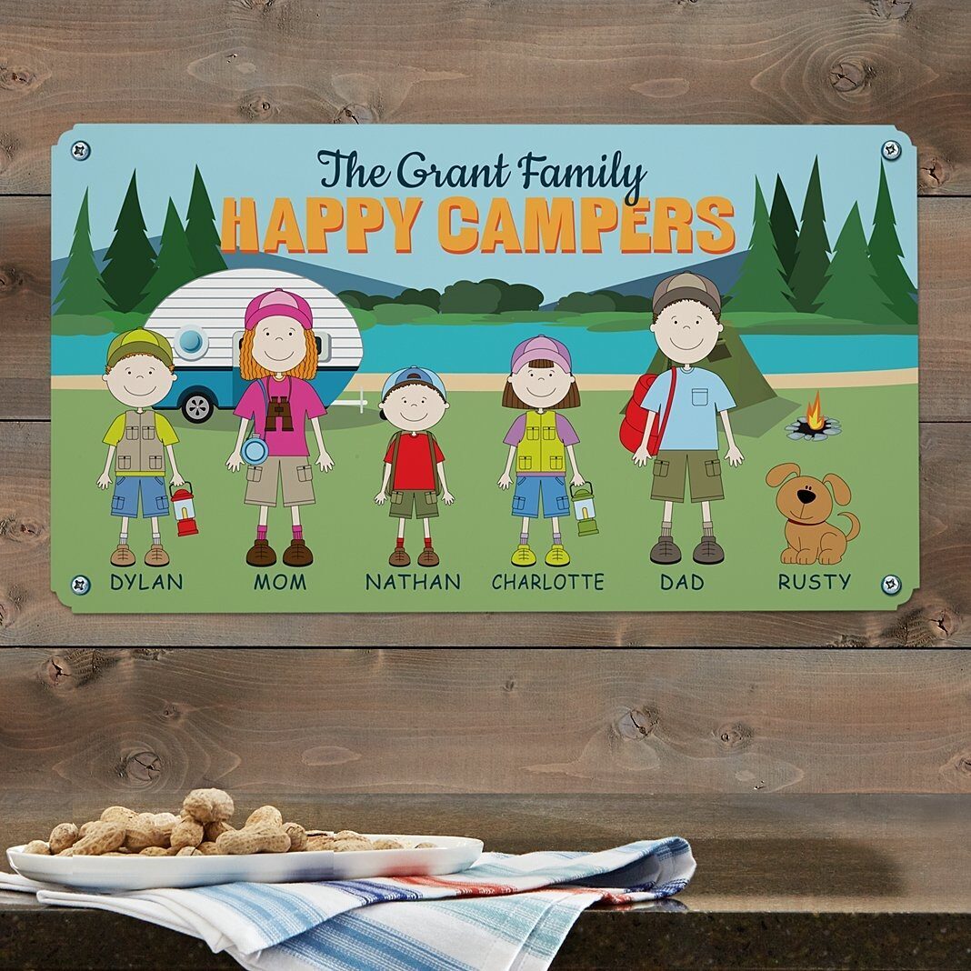 Letrero metálico "Happy Campers"