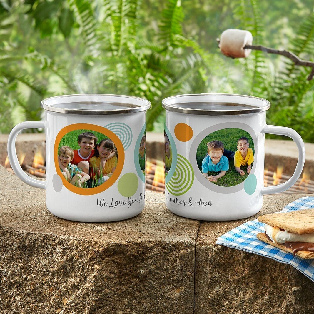 Taza de metal esmaltado con mensaje fotográfico