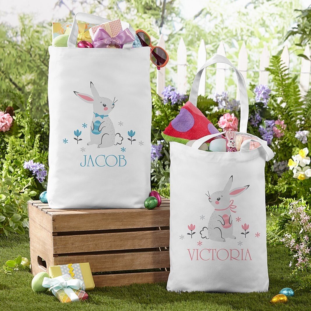 Bolsa de mano con conejitos pastel