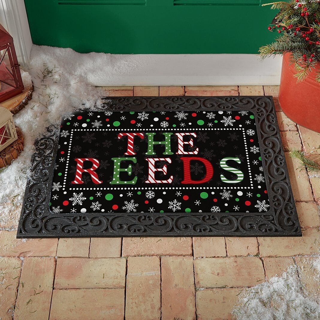 Felpudo festivo con nombre (24 x 36 con soporte)