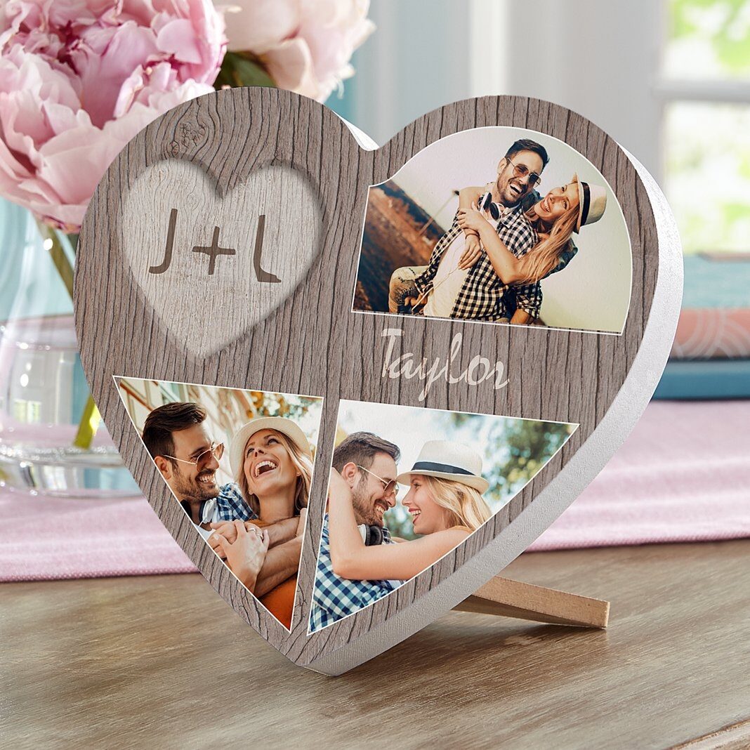 Corazón de madera tallado con la palabra "Amor"