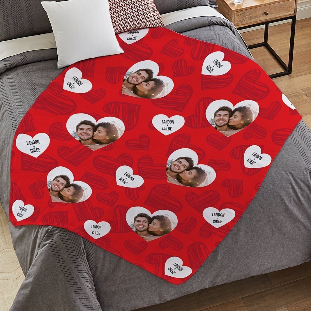 Manta de felpa con foto "Te amo por todos lados"