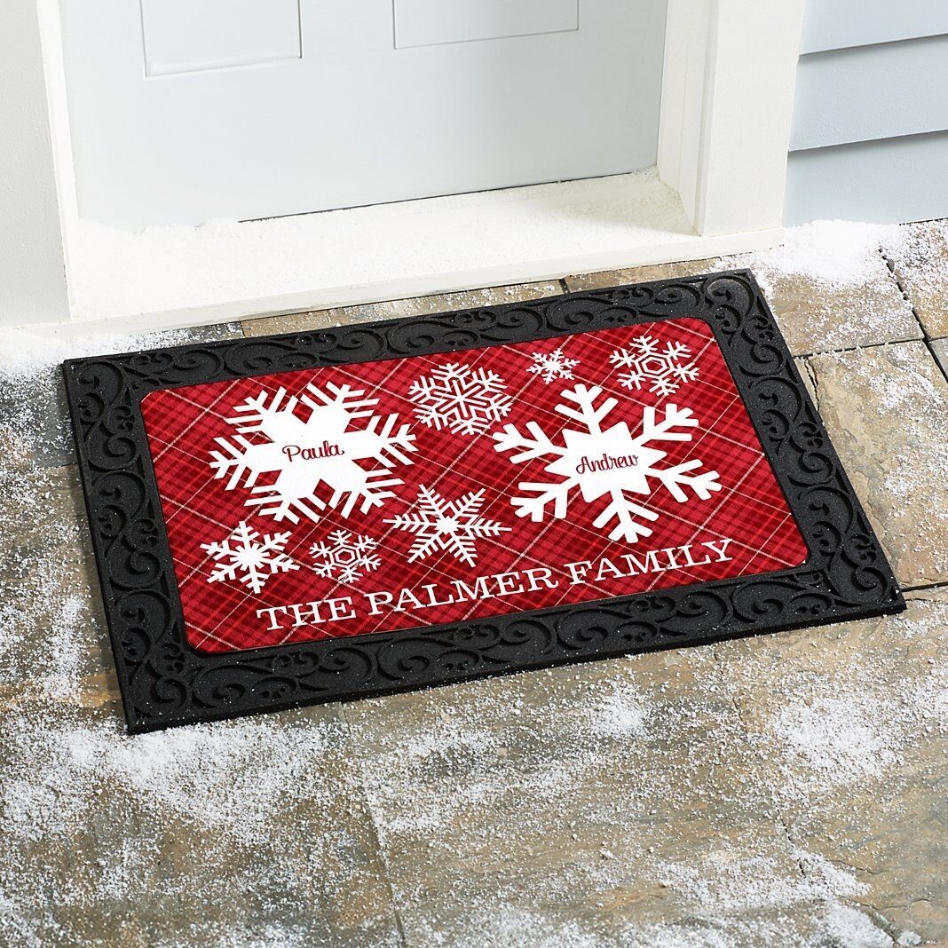 Nuevo felpudo familiar Snowflake Flurry (24 x 36 con soporte)