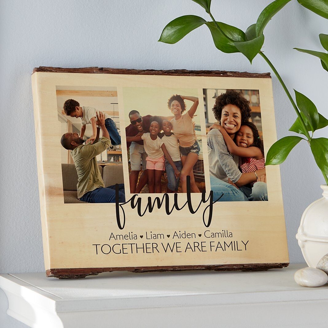 Letrero rústico de madera con foto "Corazón de nuestra familia"