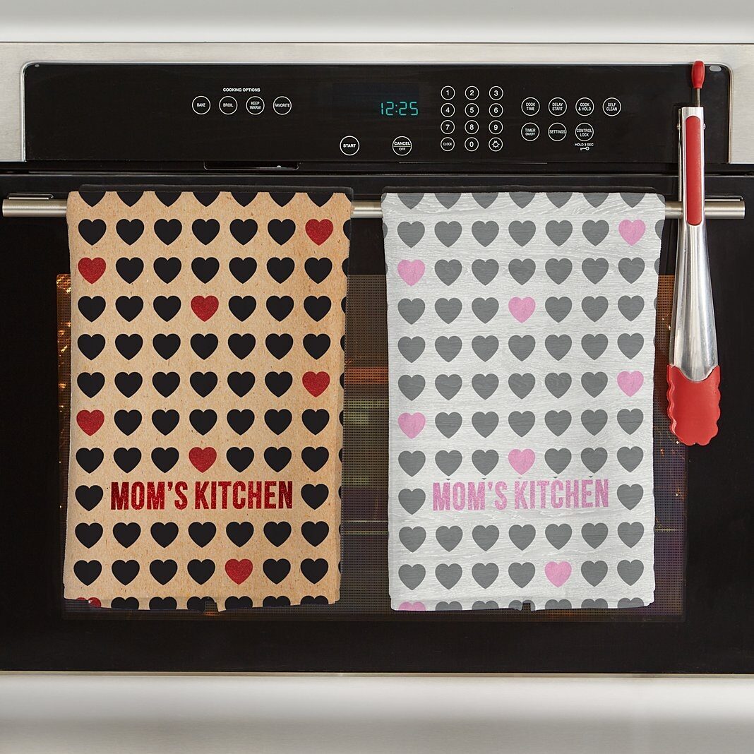 Toallas de cocina con corazones de bienvenida