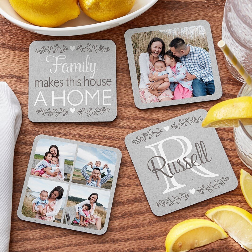 Posavasos de madera con collage de fotos