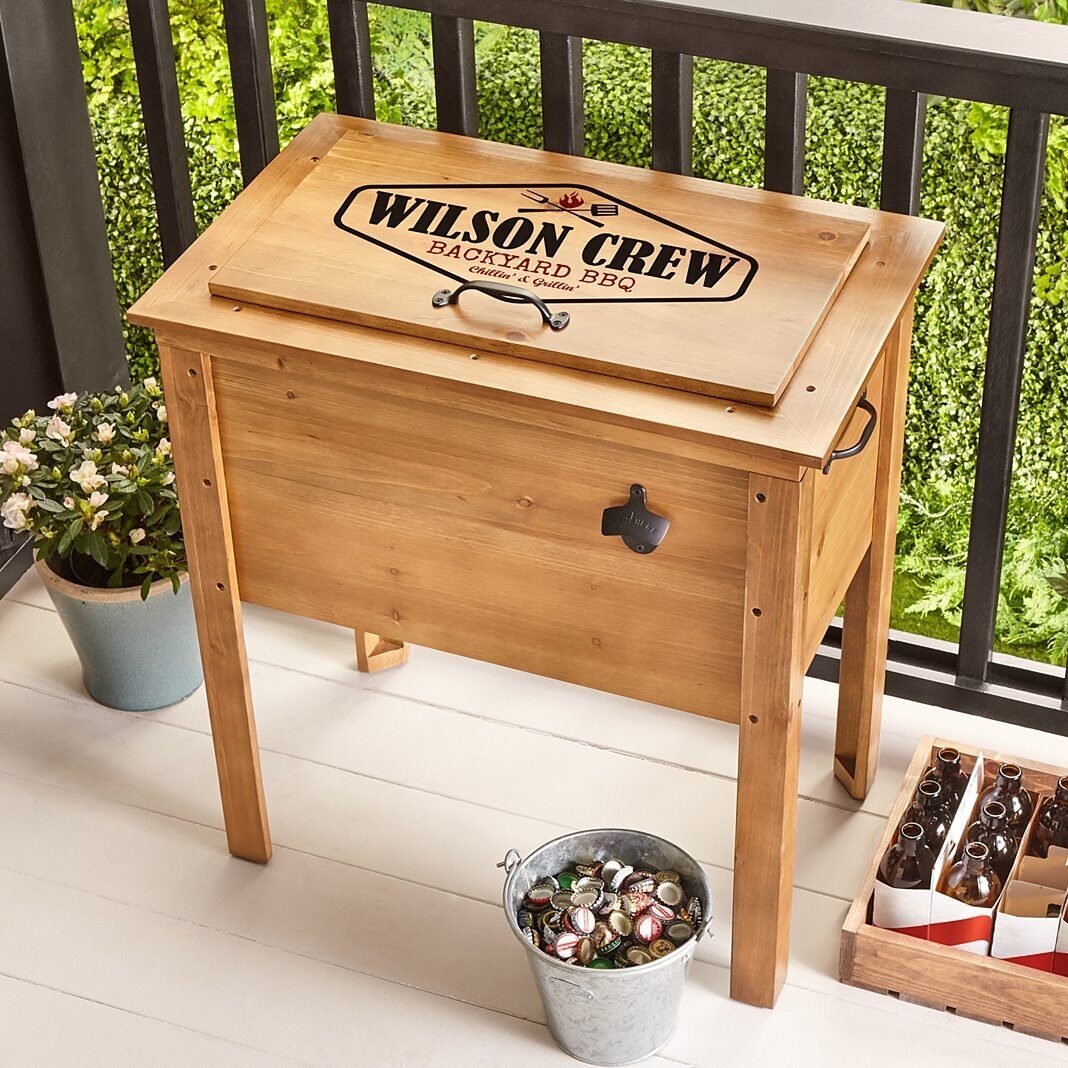 Nevera portátil de madera para exteriores BBQ Crew