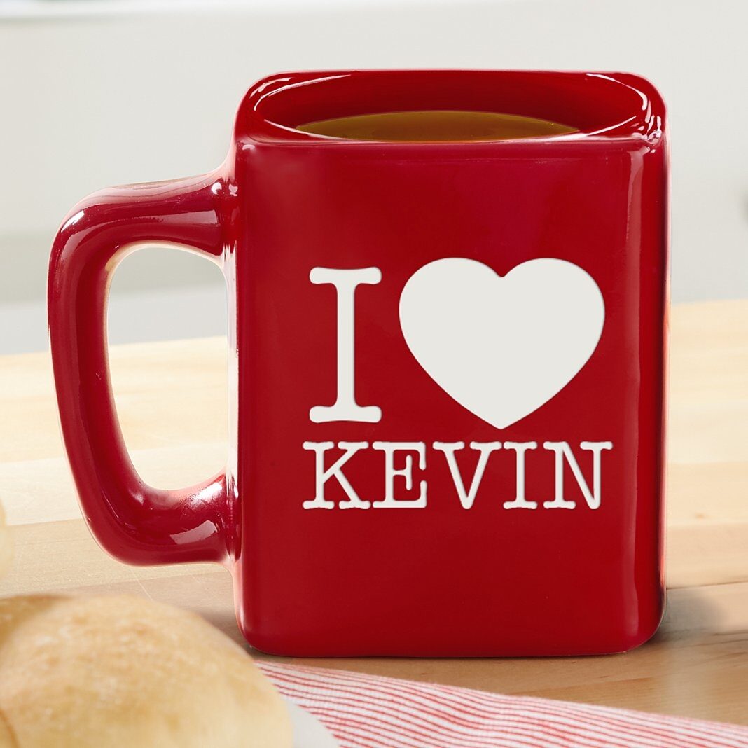 Me encanta... Taza cuadrada roja