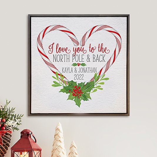 Nuevo arte de pared de madera brillante Love You to the North Pole &amp; Back