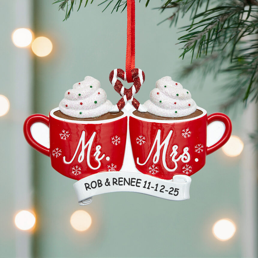 Adorno de taza para pareja acogedora