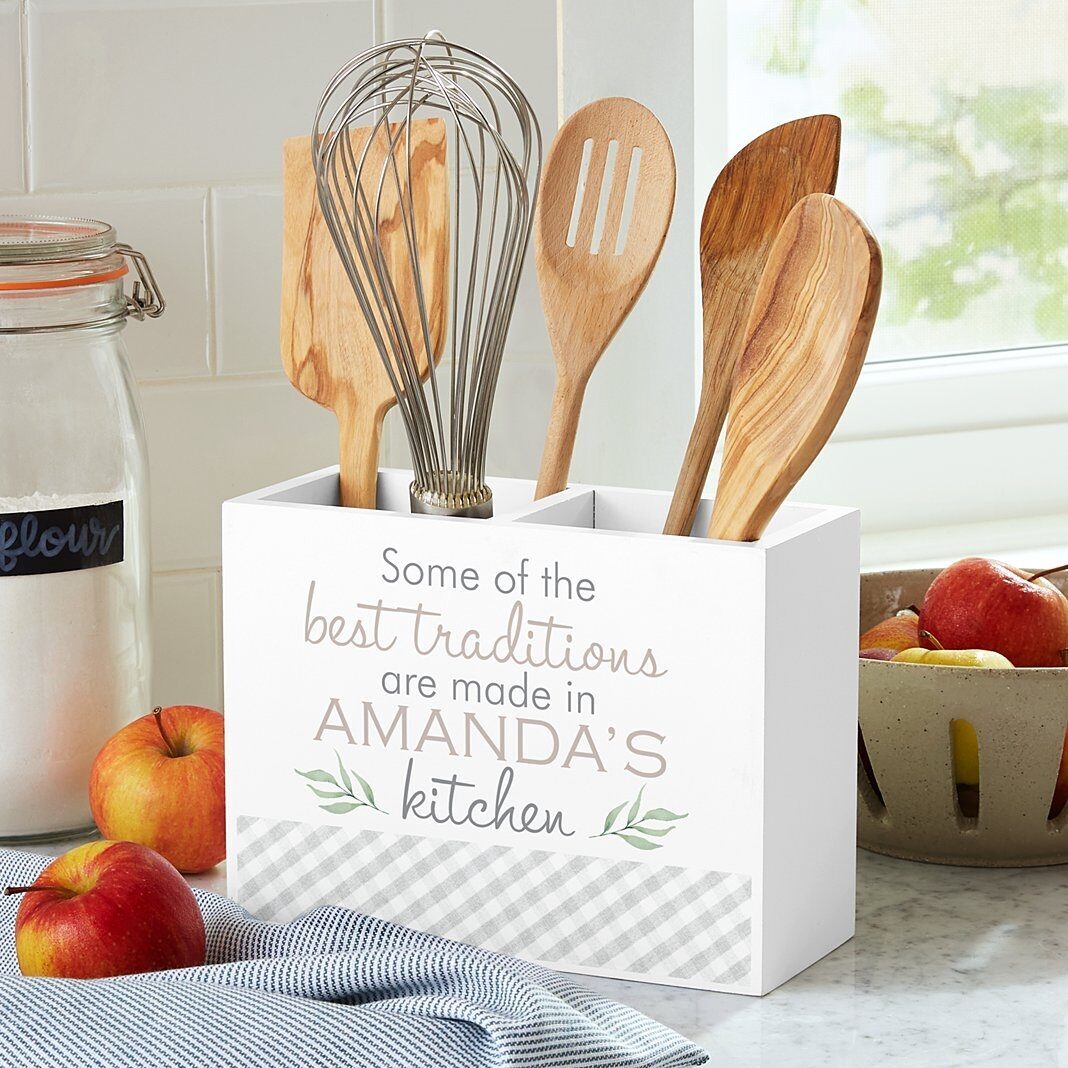 Cesta de madera para utensilios Family Traditions