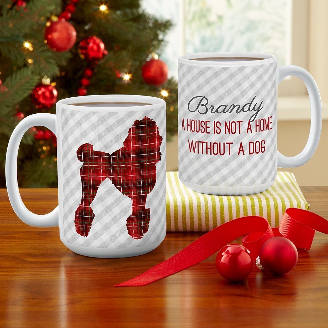 Taza para mascotas con estampado de cuadros perfecto